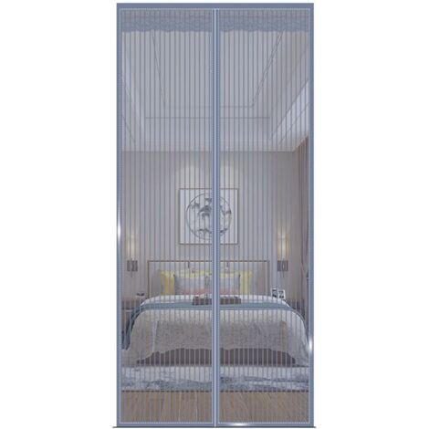 Sollbry Cortinas para puertas mosquiteras, marco completo con gancho y bucle, malla de fibra de vidrio resistente, puerta mosquitera magnética con imanes (color: gris, tamaño: 80 x 200 cm (31 x 79 pul (1/5)