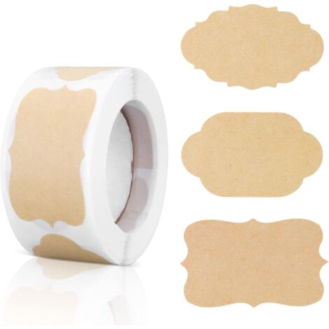 Sollbry Etiquetas adhesivas de papel kraft (250 unidades), etiquetas de regalo, etiquetas para botellas navideñas, etiquetas para tarros de comida (1/5)