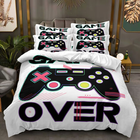 Sollbry Juego de funda nórdica con diseño de videojuego 3D para hombre, color negro, para cama individual o doble (140 x 200 cm)