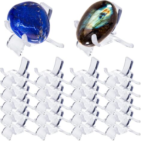 Sollbry Paquete de 20 expositores acrílicos para pequeños objetos de colección. Vitrina de plástico transparente para exhibir geodas. Ágata mineral. (1/5)