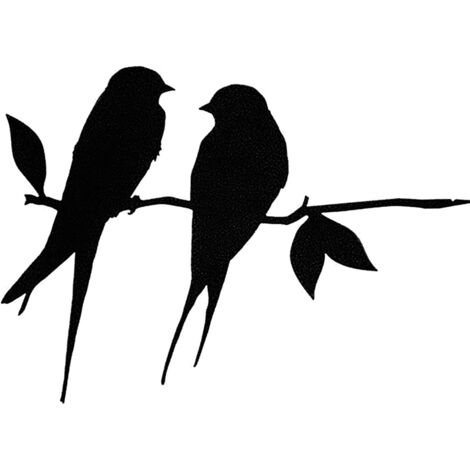 Sollbry Silueta de pájaro de hierro forjado negro para decoración de árboles de jardín. (1/5)
