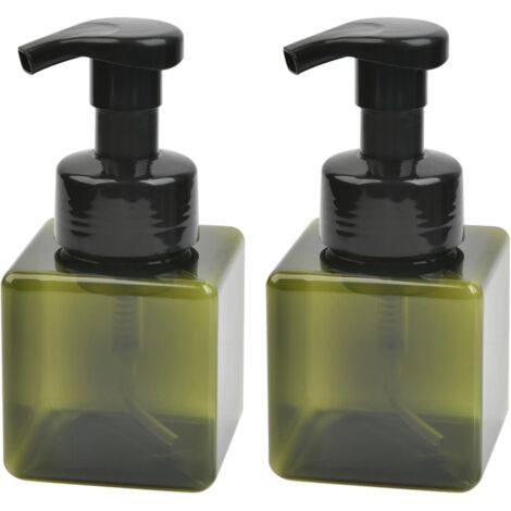 Sollbry Dispensador de jabón espumoso (2 unidades), 250 ml, transparente, antigoteo, para cocina y baño, color verde, 6,7 x 6 x 6 cm (1/5)