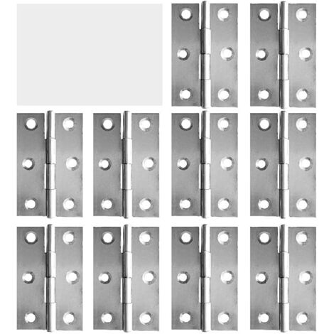 Sollbry Bisagras de acero inoxidable para muebles de hogar, 10 unidades, 55 mm x 34 mm de largo. (1/5)