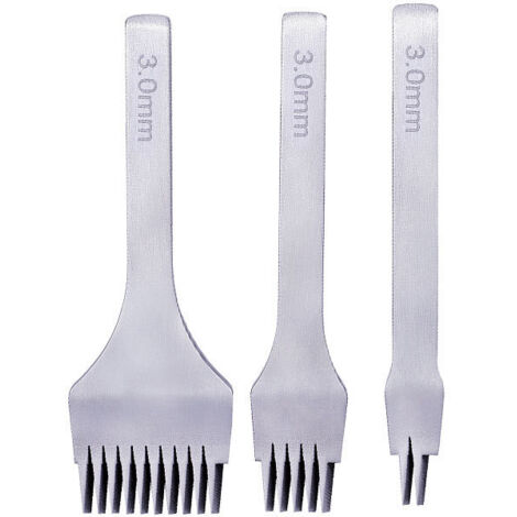 Sollbry Kit de 3 herramientas para perforar agujeros en cuero, de acero blanco, 2/5/10, para manualidades, con cinceles de costura y cordones, de 3 mm. (1/5)