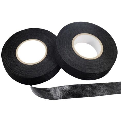 Sollbry 2 rollos de cinta para mazos de cables, cinta de tela para mazos de cables, cinta de tela automotriz de 9 mm x 15 m, negra (1/3)
