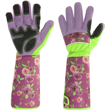 Sollbry Guantes de jardinería para mujer, guantes de trabajo con protección para el antebrazo, guantes largos para podar rosas, guantes de protección antiespinas, guantes de zarzas para jardinero (39 (1/5)