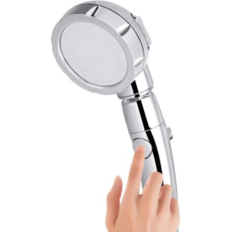 Sollbry Cabezal de ducha de mano de 3 modos con botón de parada, rotación de 360°, ahorro de agua, universal, alta presión, ABS + acero inoxidable. (1/5)