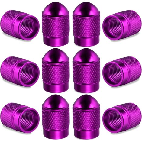 Sollbry 12 tapas de válvula de aleación, accesorios universales para vástago de válvula, guardapolvo, tapas de boquilla de aire, accesorios decorativos para coche, SUV, motocicleta y bicicleta (morado (1/5)