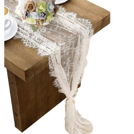 Sollbry Camino de mesa de encaje para decoración de boda vintage 70 x 300 cm (1/5)