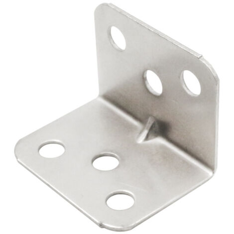 Sollbry 100 soportes de esquina en forma de L de acero inoxidable - Soporte de ángulo recto de 90 grados para fijar muebles de madera (plateado, 36 x 27 mm)