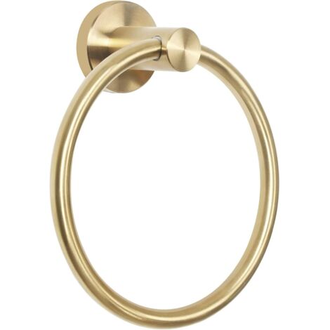 Sollbry Toallero de baño de aro dorado cepillado, toallero redondo de pared de acero inoxidable SUS 304, acabado dorado cepillado (1/5)