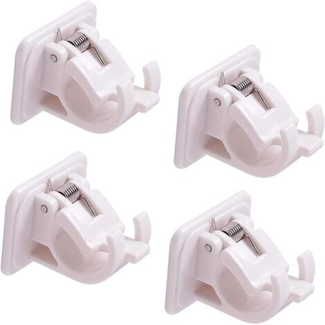 Sollbry 4 soportes autoadhesivos para barra de cortina, sin necesidad de taladrar, clip para barra de cortina sin necesidad de taladrar, clip para cortina sin necesidad de taladrar para soporte sin ta (1/5)