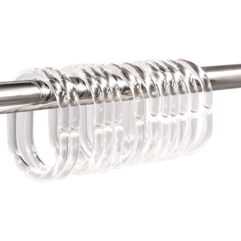 Sollbry Paquete de 12 anillas de plástico para cortina de ducha, ganchos para cortina de ducha, anillas en forma de C, gancho para cortina de baño, hebilla, clip deslizante, barra para ventana de duch