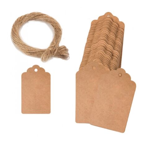 Sollbry 100 etiquetas de regalo de papel kraft con cuerda de 20 m, etiquetas colgantes de papel kraft, etiquetas colgantes vintage (1/5)
