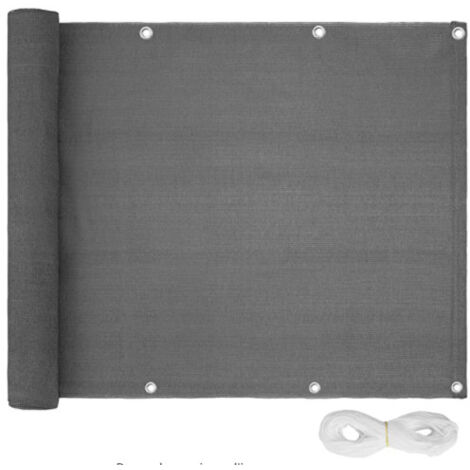 Sollbry Valla de privacidad para balcón de 90 x 500 cm, resistente a los rayos UV, para porche, terraza, patio y jardín, color gris oscuro.
