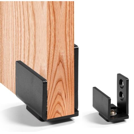 Sollbry Riel para puerta corrediza (2 unidades), herrajes de acero para puertas corredizas interiores, montaje en pared inferior, con tornillos (1/5)