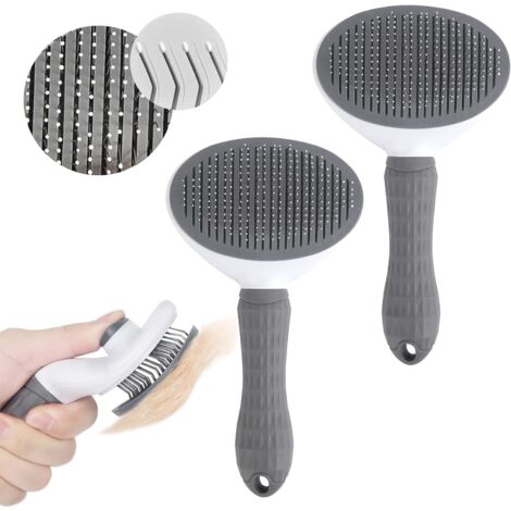 Sollbry Cepillo autolimpiable para mascotas (2 unidades), elimina pelos cortos y largos, cuidado suave y eficaz para gatos y perros. (1/5)