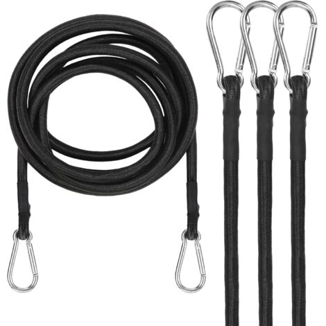 Sollbry Paquete de 4 cuerdas elásticas metálicas ajustables, extrafuertes, para equipaje, coche, bicicleta, camping y viajes (100 cm), color negro (1/5)