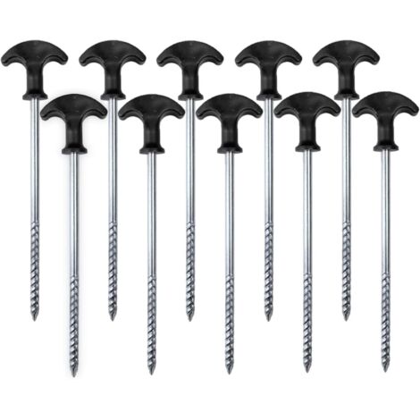 Sollbry 10 piquetas en espiral para tienda de campaña, 21 cm, resistentes al óxido, para camping, vivac, cuerda resistente con asa para camping, viajes y senderismo. (1/5)