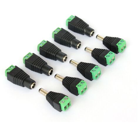 Sollbry 10 conectores macho/hembra de CC para cámara CCTV de 2,1 x 5,5 mm (1/5)