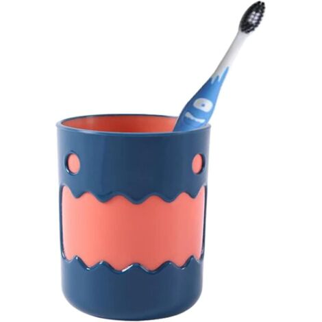 Sollbry Vaso para enjuague bucal con diseño de Monstruito, reutilizable, para baño, de plástico, 301-400 ml (1 unidad, azul y naranja) (1/5)