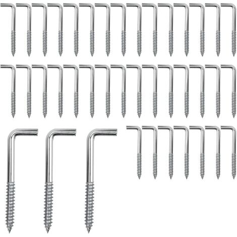 Sollbry 70 ganchos de acero al carbono M4 para colgar plantas, utensilios de cocina y campanillas de viento (40 x 3,5 mm) (1/5)