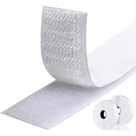 Sollbry Cinta de velcro de 3 cm x 4 m, tiras de velcro con parte trasera adhesiva, tiras con adhesivo - blanco