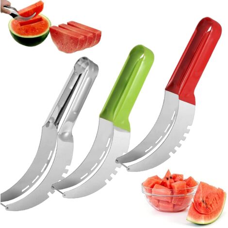 Sollbry Cortador de sandía, cortador de sandía de acero inoxidable, cortador de sandía de acero inoxidable, cortador de fruta de acero inoxidable para sandía (3 colores) (1/5)