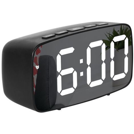 Sollbry Reloj despertador digital inteligente de noche, color negro, con LED, USB, para viaje, con función de repetición de fecha y temperatura (12/24 h) para dormitorio, 12 x 4 x 6 cm. (1/5)