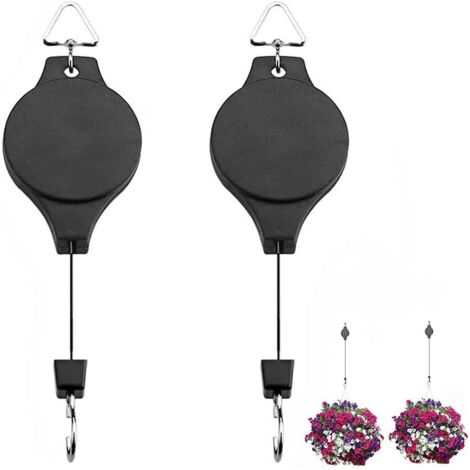 Sollbry 2 poleas retráctiles para colgar, gancho para cestas de flores, comedero para pájaros, cestas colgantes para plantas, macetas y jaulas para pájaros. (1/5)