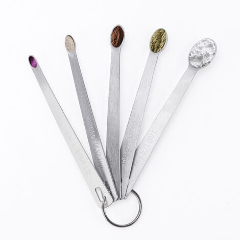 Sollbry Juego de 5 cucharas medidoras de cocina de acero inoxidable, minicucharas medidoras, cuchara medidora de cocina con escala, cucharas medidoras para hornear, accesorios de cocina. (1/5)