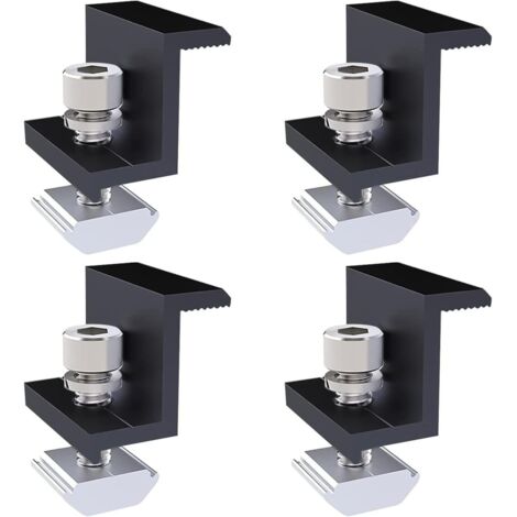 Sollbry Juego de 4 clips para paneles solares - Terminales de 30 mm - Negro - Para instalaciones fotovoltaicas (1/5)