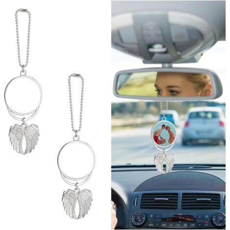 Sollbry 2 piezas de decoración para espejo retrovisor de coche, accesorios interiores, bonito colgante con alas de ángel, colgante decorativo (plata) (1/5)