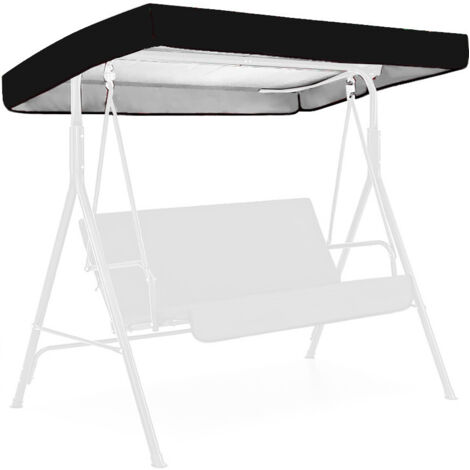 Sollbry Toldo de repuesto para columpio de exterior de 2 o 3 plazas, impermeable, para porche, jardín, hamaca, solo toldo (negro, 191 x 120 x 18/23 cm)