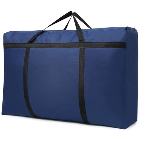 Sollbry Bolsas grandes de 150 l con cremallera para guardar colchas, plegables y con asa reforzada, ideales para debajo de la cama, para ropa de cama, mantas, telas y almohadas, color azul (90 x 58 x (1/5)