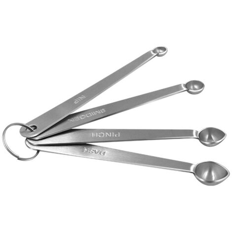 Sollbry Juego de cucharas medidoras: 4 minicucharas de acero inoxidable, juego de cucharas para hornear, cucharas para líquidos y secos, cucharas medidoras, accesorios de cocina para el hogar. (1/5)