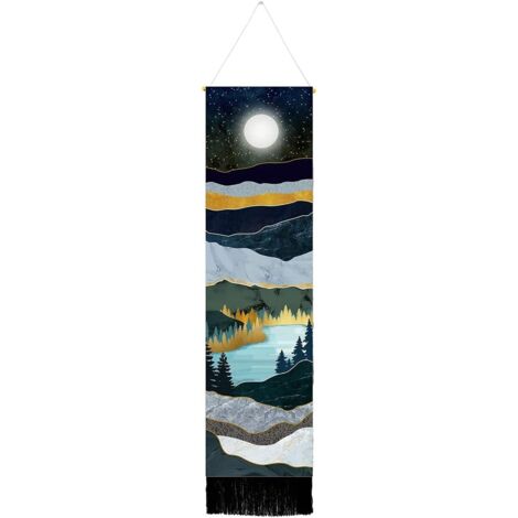 Sollbry 1 juego de tapiz estrecho largo para colgar en la pared, con pintura de paisaje natural, para dormitorio, tapiz vertical (1/5)