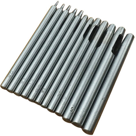 Sollbry 10 punzones de cuero, punzones huecos de acero redondos, herramientas para perforar agujeros de cuero para correas de reloj de 0,5 mm a 5 mm. (1/5)