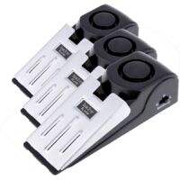 Sollbry Paquete de 3 topes de seguridad para puerta con cuña, alarma y cerradura de viaje, alerta de seguridad para el hogar de 120 dB (paquete de 3)