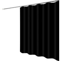 Sollbry Cortina de ducha negra de poliéster de 180 x 200 cm, antimoho, impermeable, con 12 anillas, fácil de limpiar.