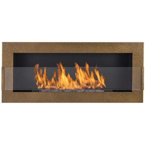 Camino a bioetanolo da parete biocamino 90x40 cm caminetto oro antico 900mm