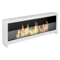 Camino bioetanolo da pavimento 120 cm biocamino S-LINE BOX 120x40 vetro, bianco, da terra.