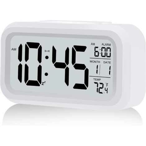 BEBUSINGOTO Digitaler Wecker, batteriebetriebener Wecker (weiß) (1/5)