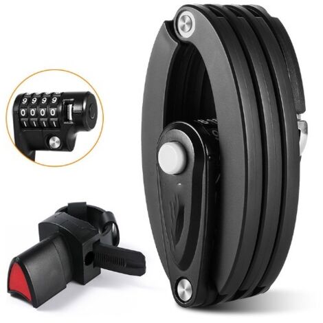 BEBUSINGOTO Faltbares Fahrradschloss mit Halterung, 4-Positionen-Zahlenschloss, Länge 85 cm, hohe Sicherheit, Faltschloss für Mountainbike, Rennrad, Roller (1/5)