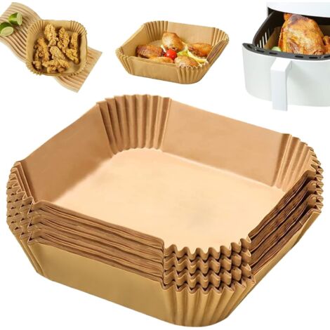 BEBUSINGOTO 100 Stück Backpapier für die Heißluftfritteuse, Einweg-Backpapier für die Heißluftfritteuse, Papierblätter für die Heißluftfritteuse, Papiereinlage für die Heißluftfritteuse, 20 cm (1/5)