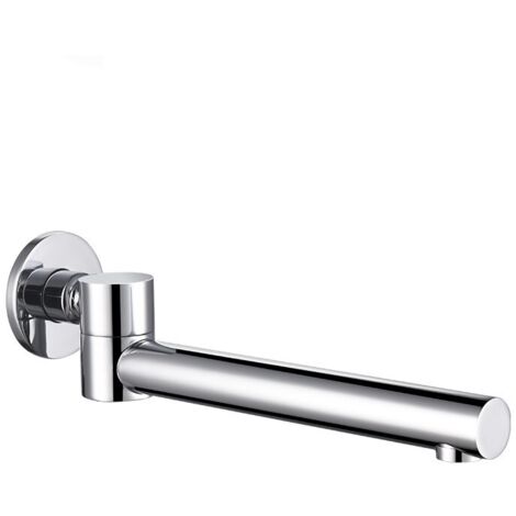 BEBUSINGOTO Badewannenauslauf, 180°-Drehung, Messing-Badewannenauslauf, biegbarer runder Düsenhahn, Badewannenauslauf, an der Wand montierter Badewannenauslaufhahn (1/5)