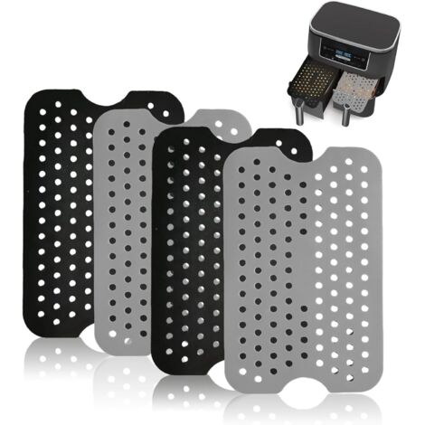 BEBUSINGOTO Stück Air Fryer Liner Antihaft-Air Fryer Liners Air Fryer Pads Silikon Air Fryer Matte für Ofen, Air Fryer (Grau, Schwarz) (1/5)