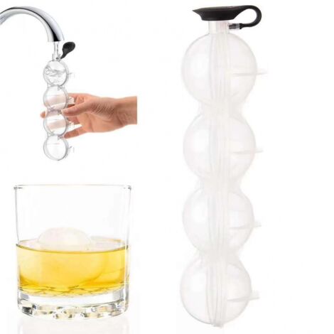 BEBUSINGOTO Große kugelförmige Eiswürfelform für Whisky, 4 Eiskugeln für Cocktails (1/5)