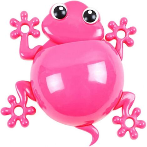 BEBUSINGOTO Zahnbürstenhalter für Kinder, Cartoon-Tier-Zahnbürstenhalter zur Wandmontage, Gecko-Zahnpastahalter, Badezimmer-Organizer für Jungen und Mädchen, Pink (1/5)