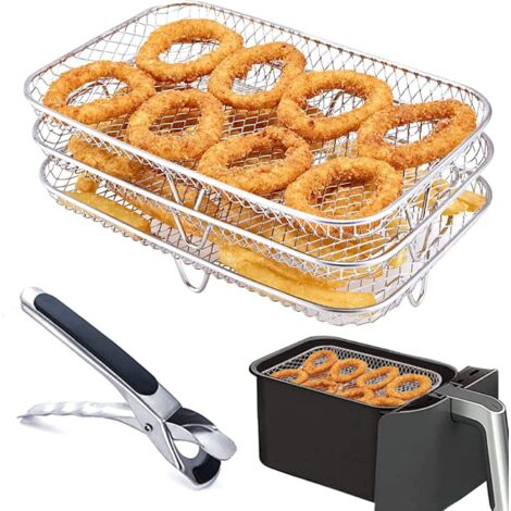 BEBUSINGOTO Dampfgarer-Rack für Heißluftfritteusen, Zubehör für Heißluftfritteusen, doppellagiger Multifunktionsgrill, kompatibel mit Zubehörteilen aus Edelstahl 304 von Af300eu/af400eu (1/5)
